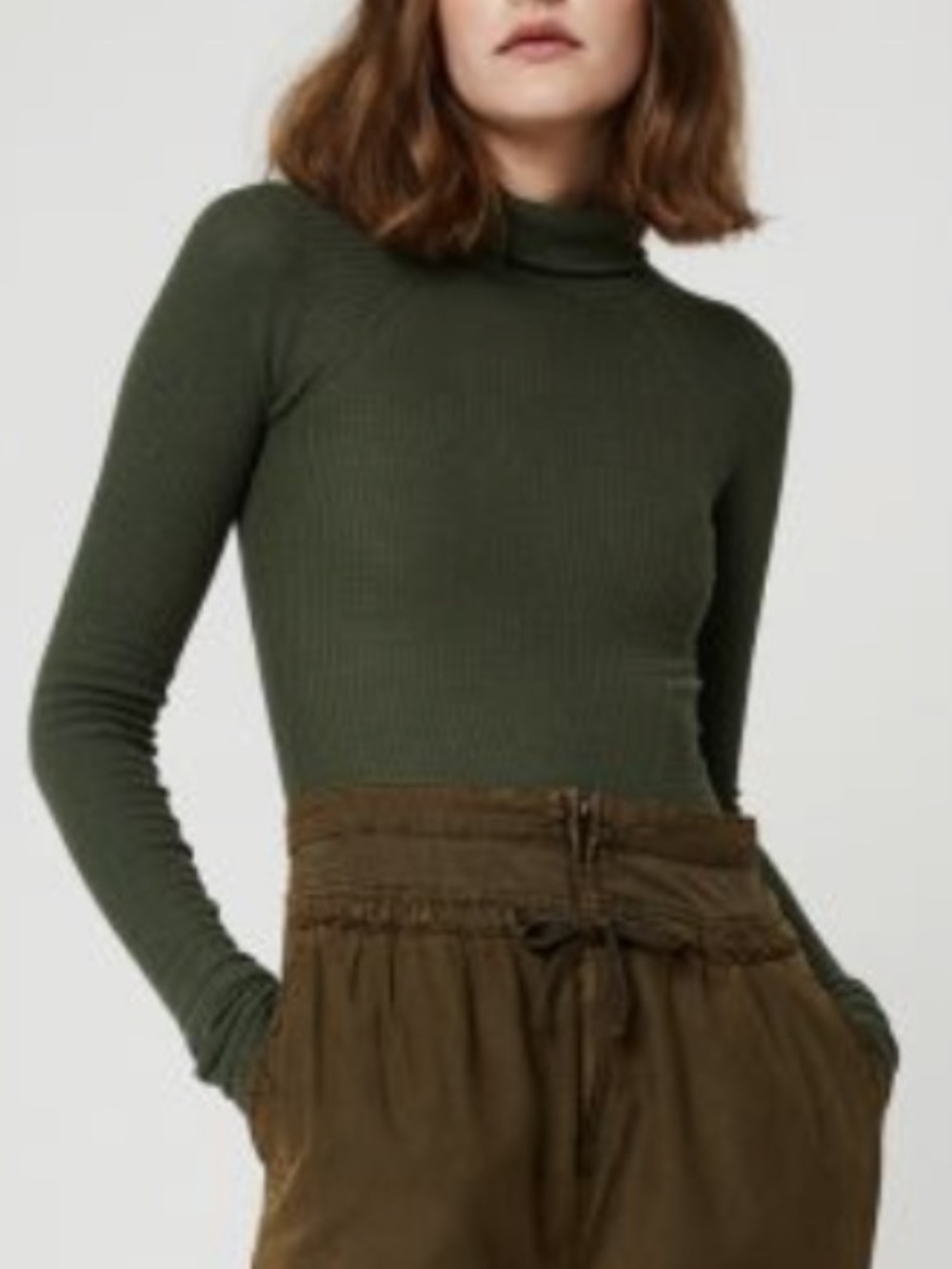 Intimately Free People M Olive Green Ribbed Turtleneck Bodysuit NWT